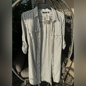 White and Black stripped Dress with adjustable waist tie Size XXL new with tags!